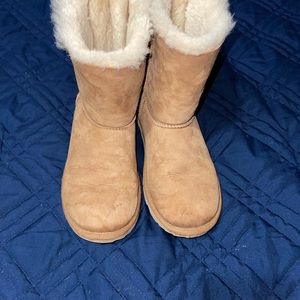 UGG K Bailey Bow II Brown Suede Girls Shearling